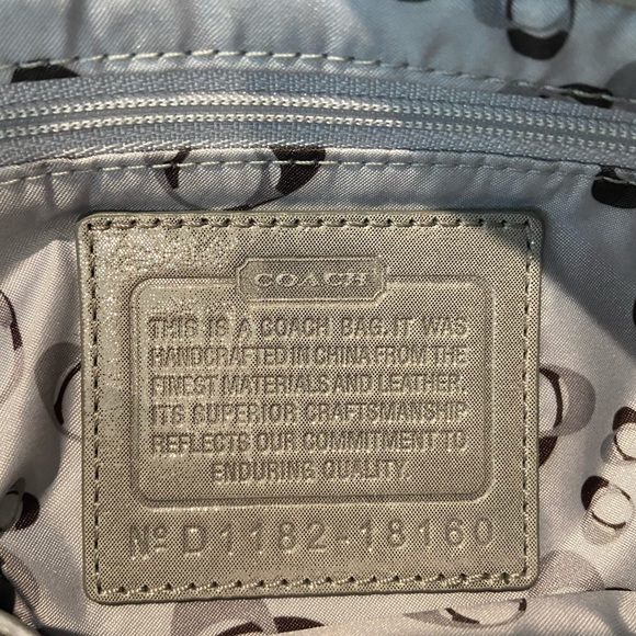 Shimmery Coach Poppy Gray Layla Silver Flap Bag - Picture 12 of 12